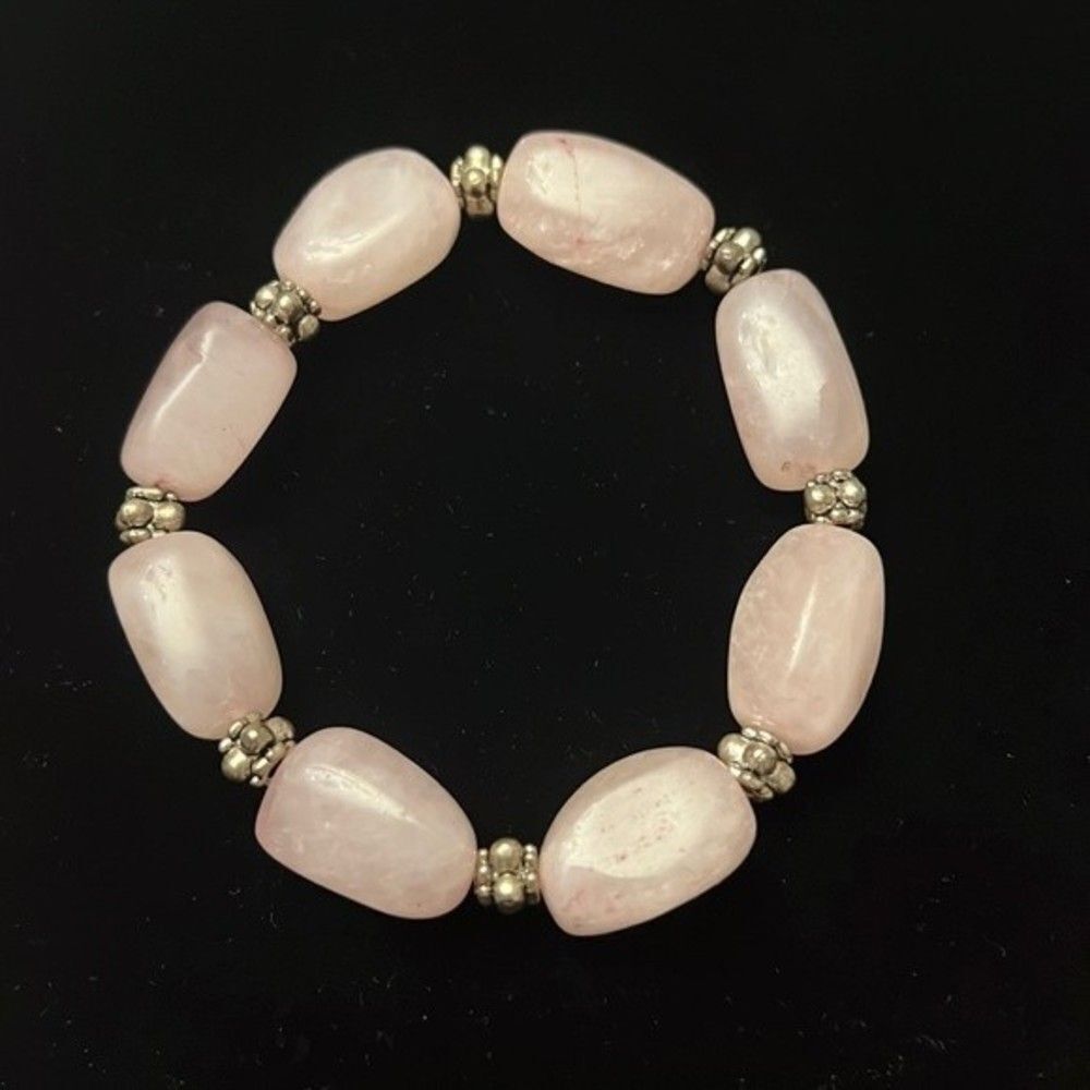 Handcrafted pink stone stretch bracelet.